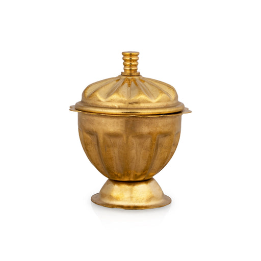 Kumkum Box - 2 x 1.5 Inches | Brass Kumkum Bharani/ Rinku Design Sindoor Pot for Home/ 20 Gms Approx - Sindoor Box
