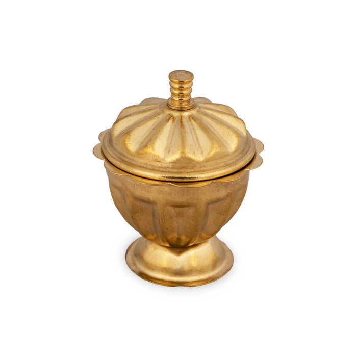 Kumkum Box - 2 x 1.5 Inches | Brass Kumkum Bharani/ Rinku Design Sindoor Pot for Home/ 20 Gms Approx - Sindoor Box