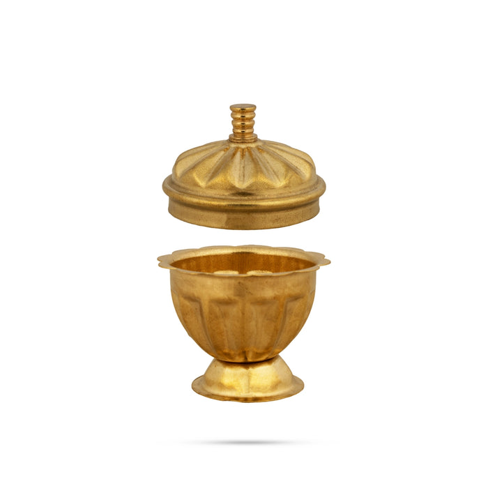 Kumkum Box - 2 x 1.5 Inches | Brass Kumkum Bharani/ Rinku Design Sindoor Pot for Home/ 20 Gms Approx - Sindoor Box