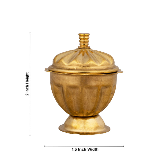 Kumkum Box - 2 x 1.5 Inches | Brass Kumkum Bharani/ Rinku Design Sindoor Pot for Home/ 20 Gms Approx - Sindoor Box