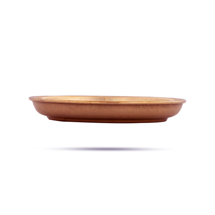 Copper Plate - 2.3 Inches | Small Plate/ Pooja Thali Plate / Pooja Plate for Home - Pooja Plate & Tray