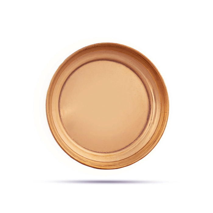 Copper Plate - 2.3 Inches | Small Plate/ Pooja Thali Plate / Pooja Plate for Home - Pooja Plate & Tray