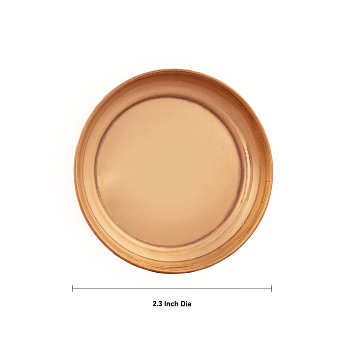 Copper Plate - 2.3 Inches | Small Plate/ Pooja Thali Plate / Pooja Plate for Home - Pooja Plate & Tray