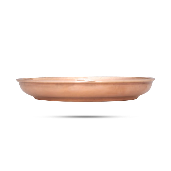 Copper Plate - 0.5 x 3 Inches | Copper Rice Plate/ Pooja Thali Plate / Pooja Plate for Home - Pooja Plate & Tray