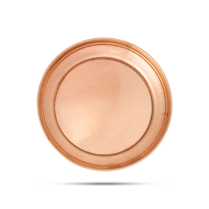 Copper Plate - 0.5 x 3 Inches | Copper Rice Plate/ Pooja Thali Plate / Pooja Plate for Home - Pooja Plate & Tray