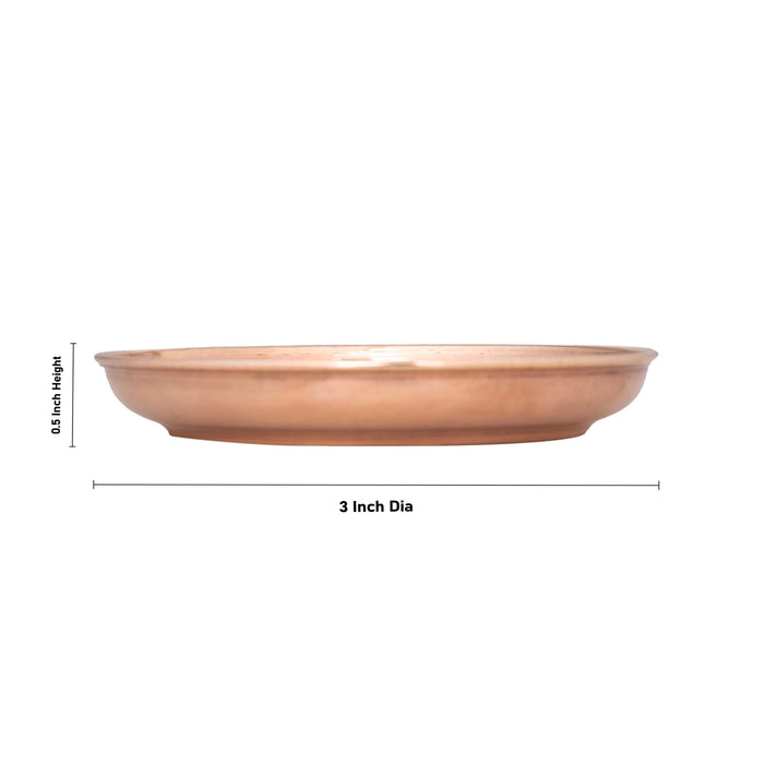 Copper Plate - 0.5 x 3 Inches | Copper Rice Plate/ Pooja Thali Plate / Pooja Plate for Home - Pooja Plate & Tray