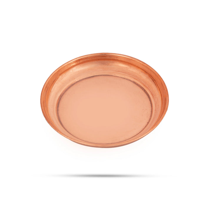 Copper Plate - 3.5 Inches | Small Plate/ Pooja Thali Plate/ Pooja Plate for Home