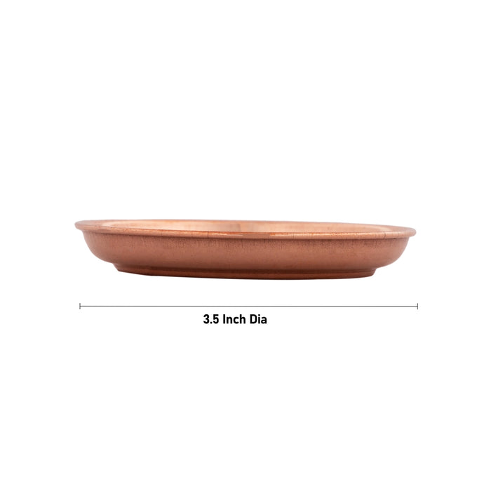Copper Plate - 3.5 Inches | Small Plate/ Pooja Thali Plate/ Pooja Plate for Home