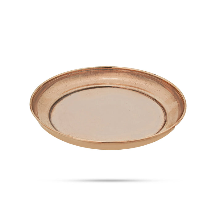 Copper Plate - 0.5 x 4 Inches | Small Plate/ Pooja Thali Plate/ Pooja Plate for Home - Pooja Plate & Tray