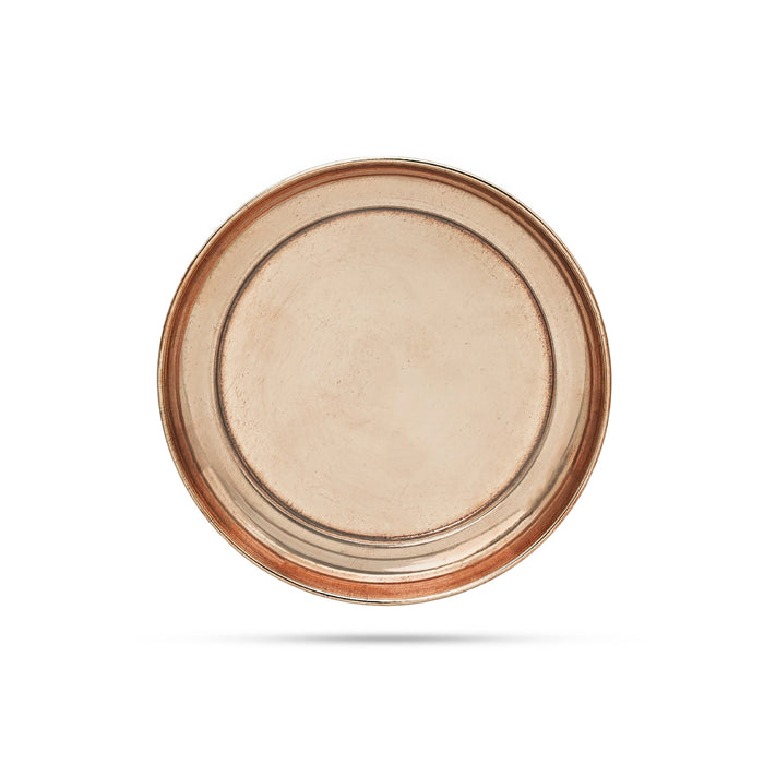 Copper Plate - 0.5 x 4 Inches | Small Plate/ Pooja Thali Plate/ Pooja Plate for Home - Pooja Plate & Tray