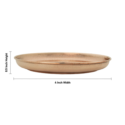 Copper Plate - 0.5 x 4 Inches | Small Plate/ Pooja Thali Plate/ Pooja Plate for Home - Pooja Plate & Tray