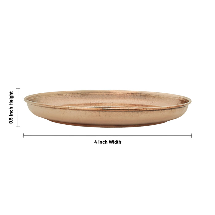 Copper Plate - 0.5 x 4 Inches | Small Plate/ Pooja Thali Plate/ Pooja Plate for Home - Pooja Plate & Tray