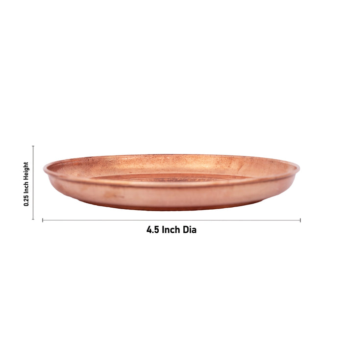 Copper Plate - 0.25 x 4.5 Inches | Thali Plate/ Pooja Plate for Home - Pooja Plate & Tray