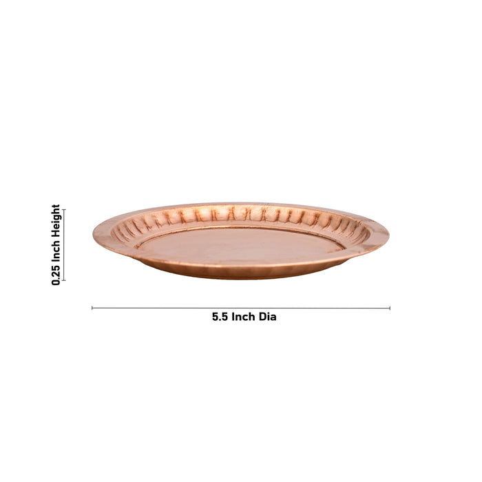 Copper Plate - 0.25 x 5.5 Inches | Thali Plate/ Pooja Plate for Home/ 60 Gms Approx - Pooja Plate & Tray