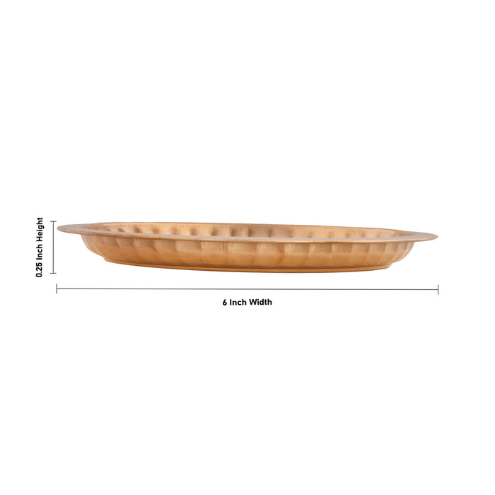 Copper Plate - 0.25 x 6 Inches | Pooja Plate/ Thali Plate for Home/ 75 Gms Approx - Pooja Plate & Tray