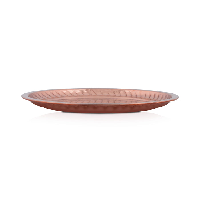 Copper Plate - 0.25 x 6.5 Inches | Ring Design Thali Plate/ Pooja Plate for Home & Puja Purpose - Pooja Plate & Tray