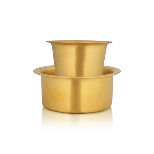 Coffee Dabara Set - 3 x 4 Inches | Brass Mat Polish Davara Tumbler Set/ Davara Set for Home/ 200 Gms Approx - Kitchen
