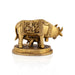 Cow Calf Idol With Base - 3 x 3.5 Inches | Antique Brass Kamdhenu Cow With Calf for Pooja/ 540 Gms Approx - Table Stand Accessories