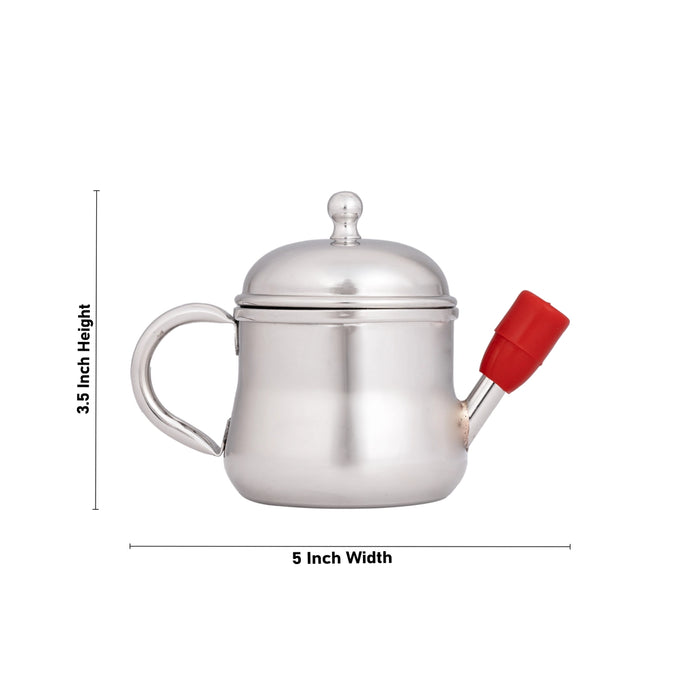 Oil Pot - 3.5 x 5 Inches | Stainless Steel Oil Pot/ Tea Pot for Home/ 95 Gms Approx - Kitchen