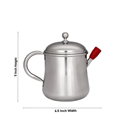 Oil Pot - 5 x 6.5 Inches | Stainless Steel Oil Pot/ Stainless Steel Tea Pot for Home/ 195 Gms Approx - Kitchen