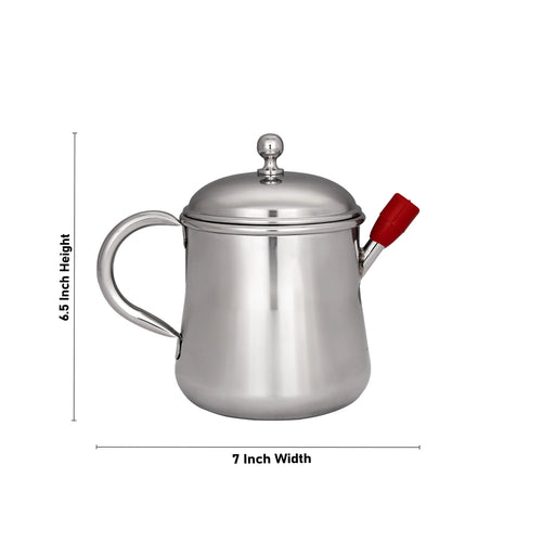 Oil Pot - 6.5 x 7 Inches | Stainless Steel Oil Pot/ Stainless Steel Tea Pot for Home/ 305 Gms Approx - Kitchen