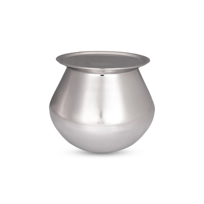Pot with Lid - 7 x 7 Inches | Pongal Handi/ Stainless Steel Pot/ Cooking Pot for Home/ 700 Gms Approx