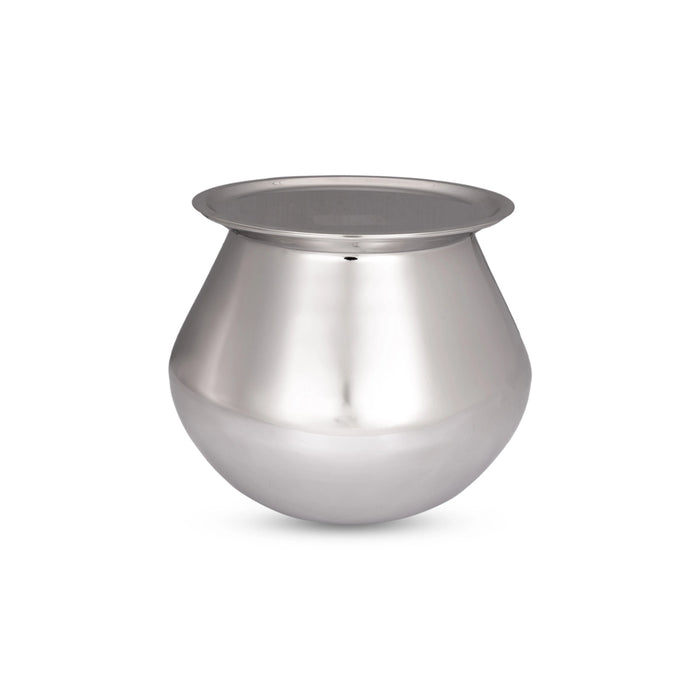 Pot with Lid - 7 x 7 Inches | Pongal Handi/ Stainless Steel Pot/ Cooking Pot for Home/ 700 Gms Approx - Kitchen