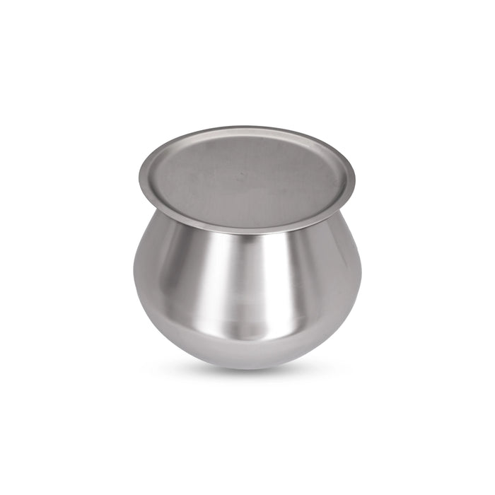 Pot with Lid - 7 x 7 Inches | Pongal Handi/ Stainless Steel Pot/ Cooking Pot for Home/ 700 Gms Approx - Kitchen