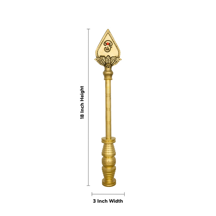 Vel Flag Post - 18 x 3 Inches | Car Flag Post Vel/ Lord Murugan Vel Brass Flag Post for Car/ 1.930 Kgs Approx - Car Stand & Car Accessories
