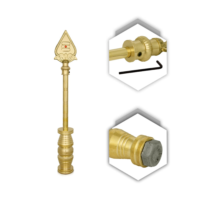 Vel Flag Post - 15 x 3 Inches | Car Flag Post Vel/ Lord Murugan Vel Brass Flag Post for Car - Car Stand & Car Accessories