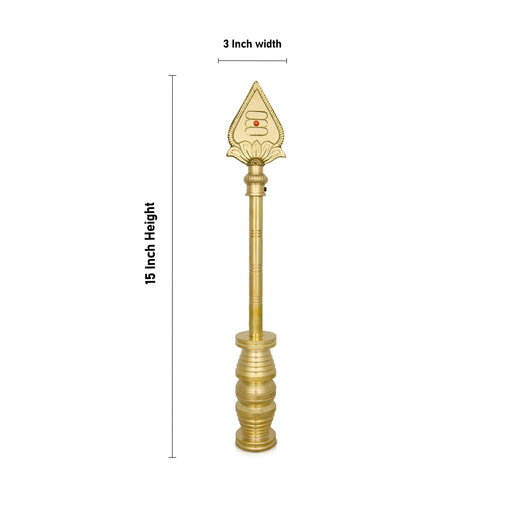 Vel Flag Post - 15 x 3 Inches | Car Flag Post Vel/ Lord Murugan Vel Brass Flag Post for Car - Car Stand & Car Accessories
