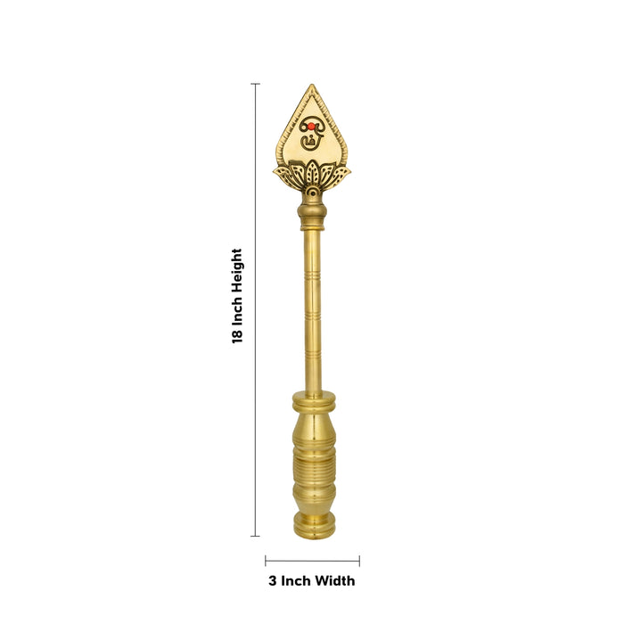 Vel Flag Post - 18 x 3 Inches | Car Flag Post Vel/ Lord Murugan Vel Brass Flag Post for Car/ 1.710 Kgs Approx - Car Stand & Car Accessories