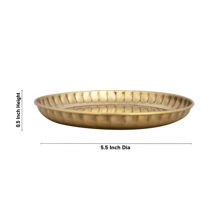Brass Plate - 0.5 x 5.5 Inches | Thali Plate/ Pooja Plate for Home/ 55 Gms Approx - Pooja Plate & Tray