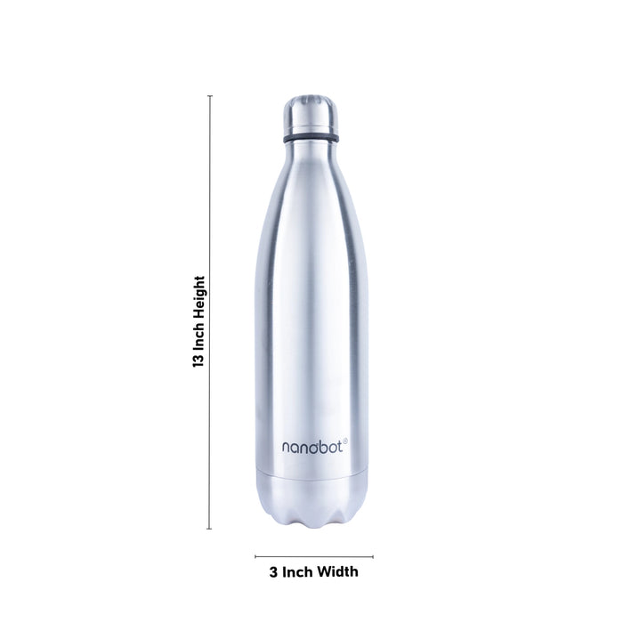 Nanobot Kryo Vaccum Flask - 1 Ltr | Water Bottle/ 13 x 3 Inches/ Stainless Steel Flask for Home