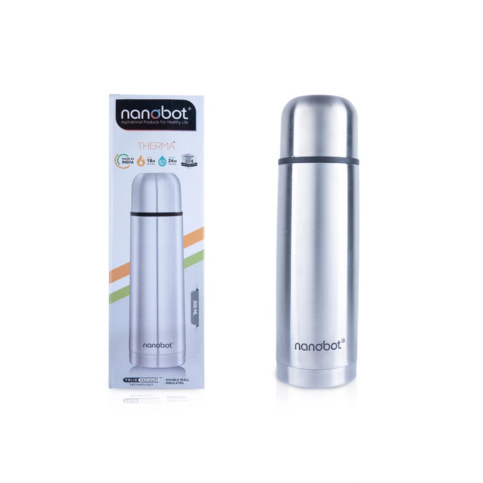 Nanobot Therma Vaccum Flask - 500 ml | Water Bottle/ 10 x 3 Inches/ Stainless Steel Flask for Home