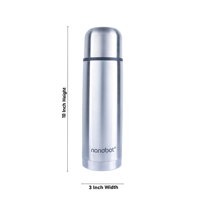 Nanobot Therma Vaccum Flask - 500 ml | Water Bottle/ 10 x 3 Inches/ Stainless Steel Flask for Home