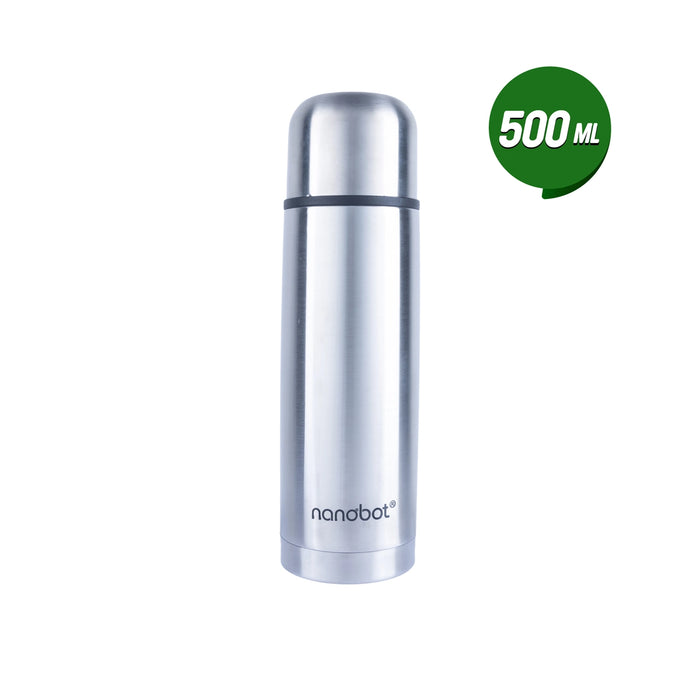 Nanobot Therma Vaccum Flask - 500 ml | Water Bottle/ 10 x 3 Inches/ Stainless Steel Flask for Home