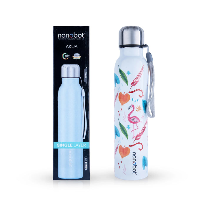 Nanobot Water Bottle - 500 ml | Akua Colour Water Bottle/ 10 x 2.5 Inches/ Water Container for Home