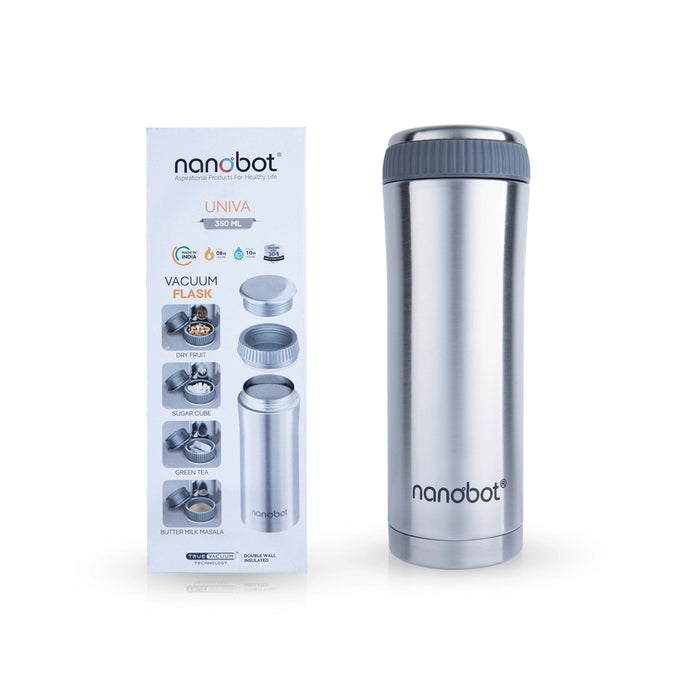 Nanobot Univa Vaccum Flask - 350 ml | Water Bottle/ 7 x 2.5 Inches/ Flask for Home