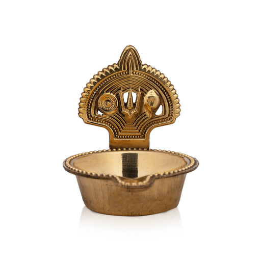 Shanku Chakra Namam Deepam - 3 x 2.5 Inches | Brass Deepam/ Shanku Chakra Namam Diya/ Vishnu Vilakku for Pooja - Deity Lamps