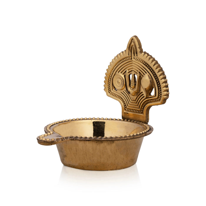 Shanku Chakra Namam Deepam - 3 x 2.5 Inches | Brass Deepam/ Shanku Chakra Namam Diya/ Vishnu Vilakku for Pooja - Deity Lamps