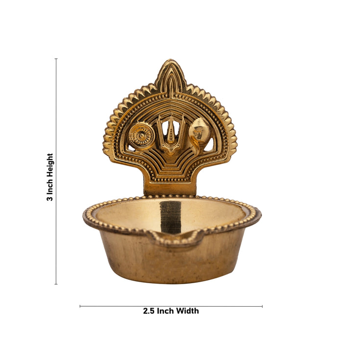 Shanku Chakra Namam Deepam - 3 x 2.5 Inches | Brass Deepam/ Shanku Chakra Namam Diya/ Vishnu Vilakku for Pooja - Deity Lamps