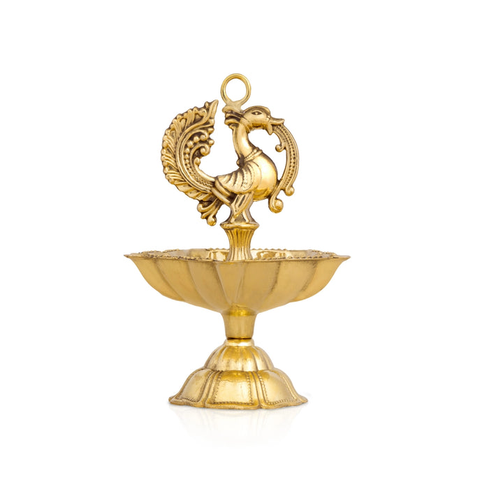 Annam Star Deep With Base - 4 x 3 Inches | Annam Design Brass Deepam / Antique Vilakku for Home & Pooja - Decorative Lamps