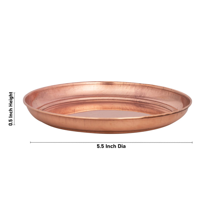 Copper Plate - 0.5 x 5.5 Inches | Thali Plate/ Pooja Plate for Home/ 60 Gms Approx - Pooja Plate & Tray