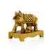 Cow With Calf Idol Standing On Chowki - 2 x 2.5 Inches | Antique Brass Kamdhenu Cow With Calf for Pooja/ 215 Gms - Table Stand Accessories