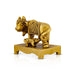 Cow With Calf Idol Standing On Chowki - 2 x 2.5 Inches | Antique Brass Kamdhenu Cow With Calf for Pooja/ 215 Gms - Table Stand Accessories