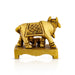 Cow With Calf Idol Standing On Chowki - 2 x 2.5 Inches | Antique Brass Kamdhenu Cow With Calf for Pooja/ 215 Gms - Table Stand Accessories