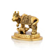 Cow With Calf Idol With Base - 2.5 x 2.75 Inch | Antique Brass Idol/ Kamdhenu Cow With Calf Idol for Pooja/ 235 Gms - Table Stand Accessories