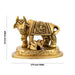 Cow With Calf Idol With Base - 2.5 x 2.75 Inch | Antique Brass Idol/ Kamdhenu Cow With Calf Idol for Pooja/ 235 Gms - Table Stand Accessories