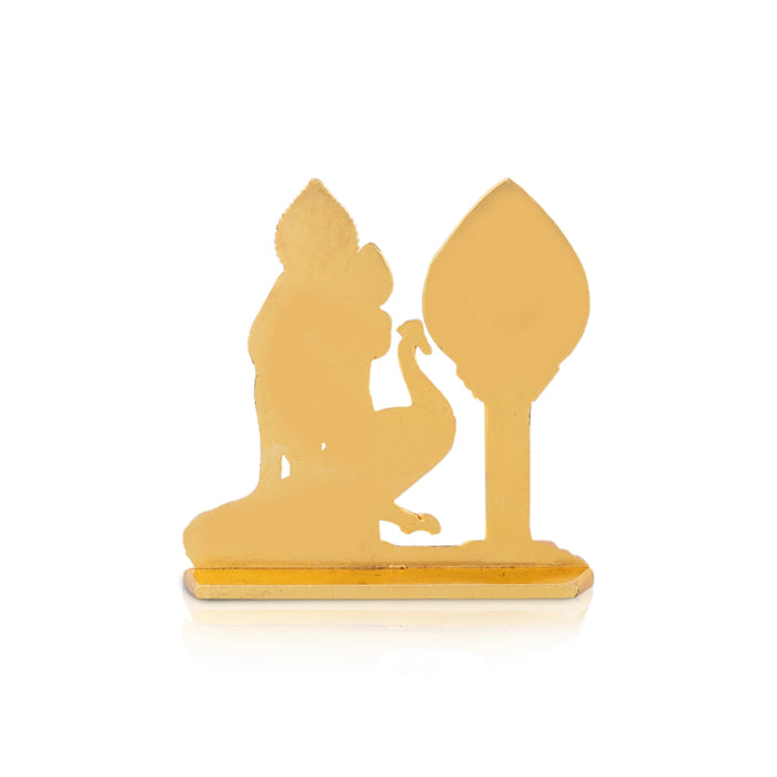 Murugan With Vel - 2.5 x 2 Inches | Gold Polish Car Stand/ Metal Murugan Astra for Pooja - Deity Accessories
